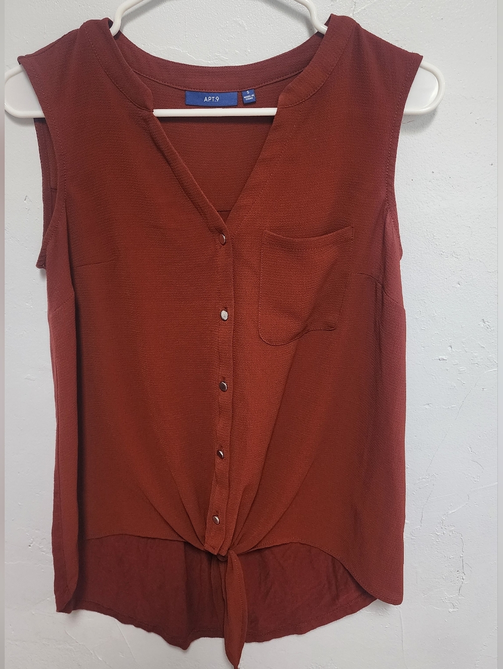 Apt. 9 Burnt Orange Tie-Front Sleeveless Blouse